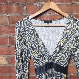 Zebra Print Surplice Tie-Belt Dress | Size S